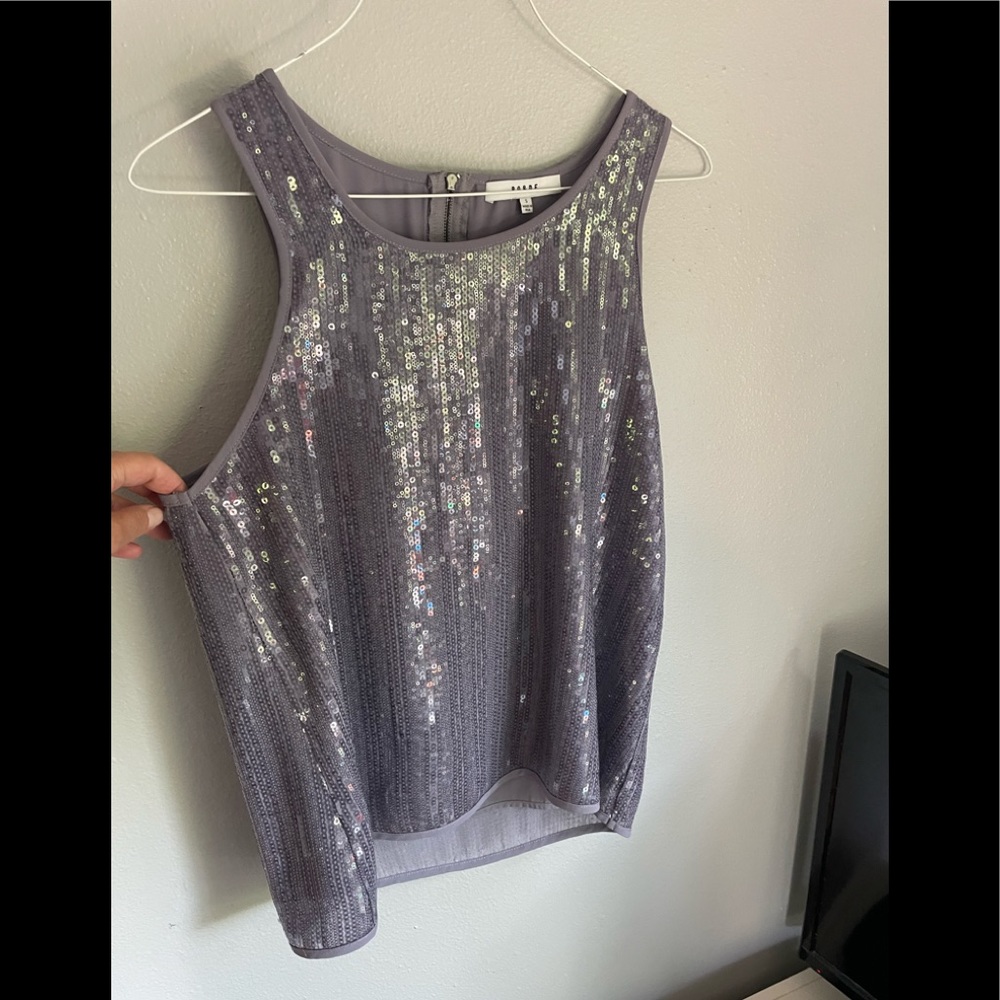 Ro & De Sequin Womens Sleeveless Tank Top w/keyhole, lavender, size small